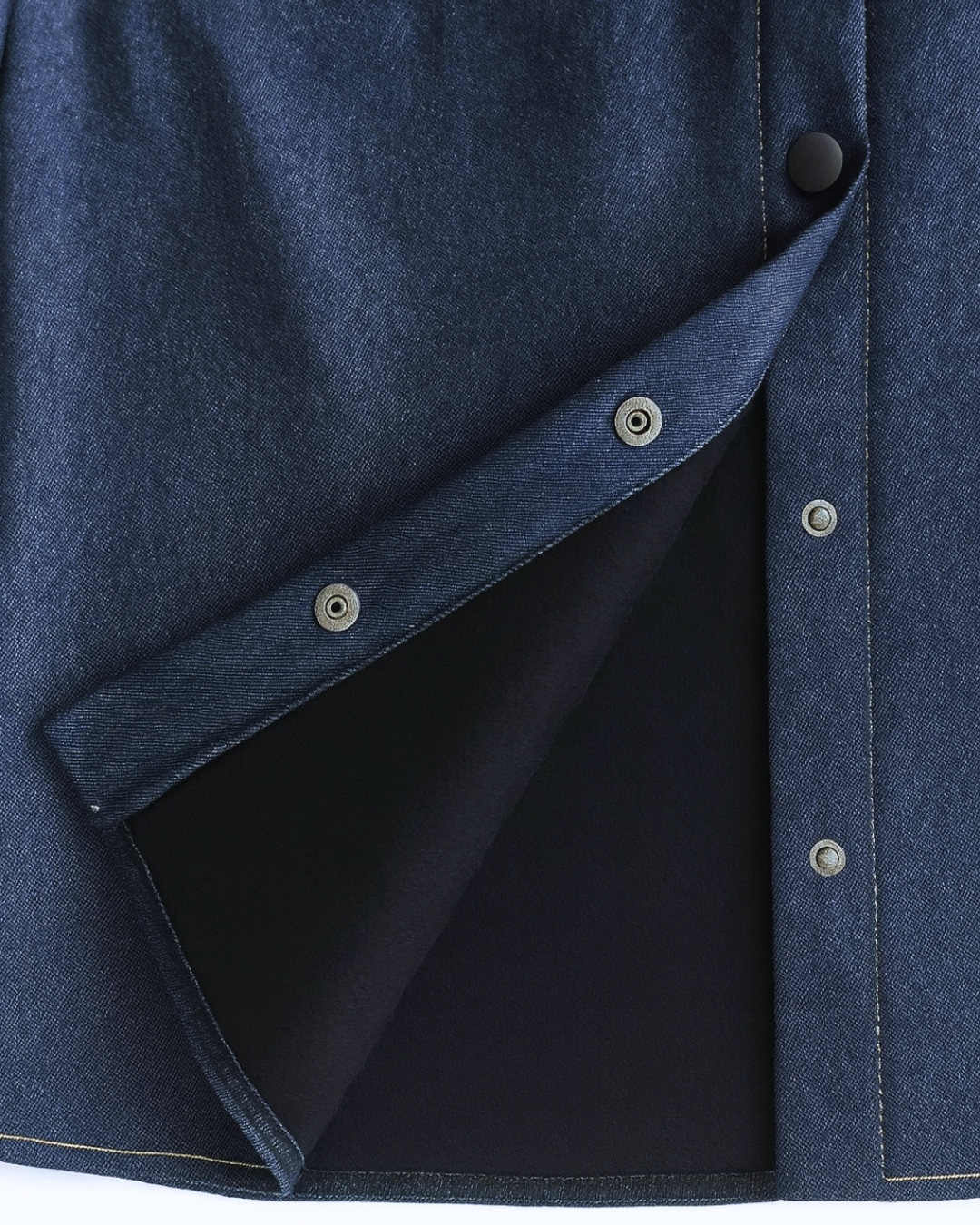 Fleece lining inside view warm kids denim shirt snap buttons Alwair Kids