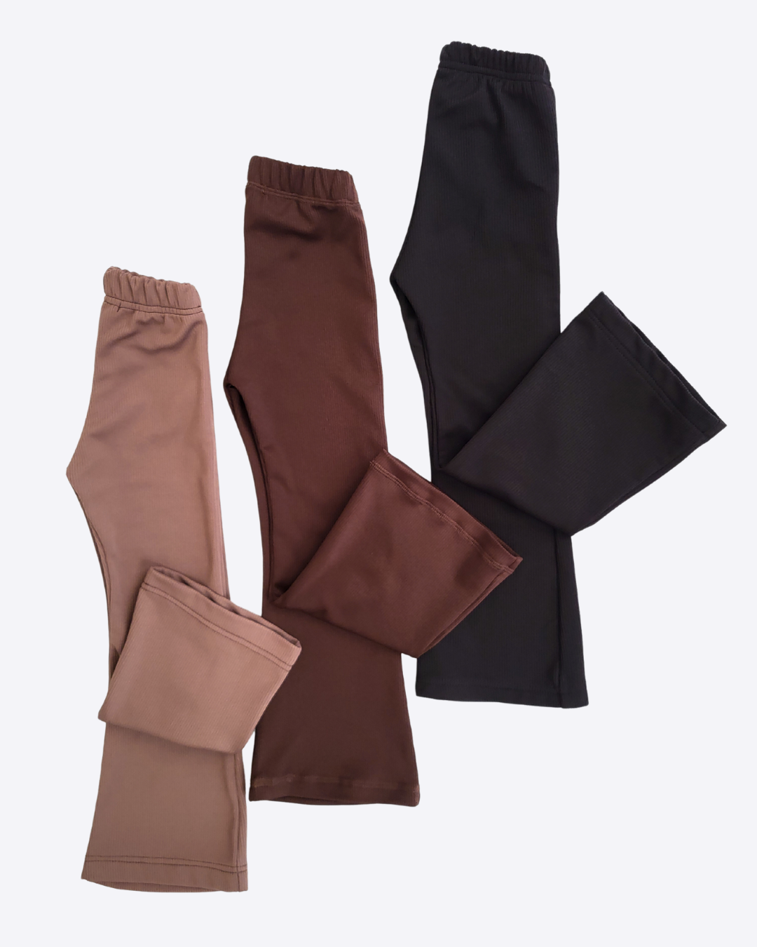 Girls ribbed flared leggings in black brown and beige by Alwair Kids