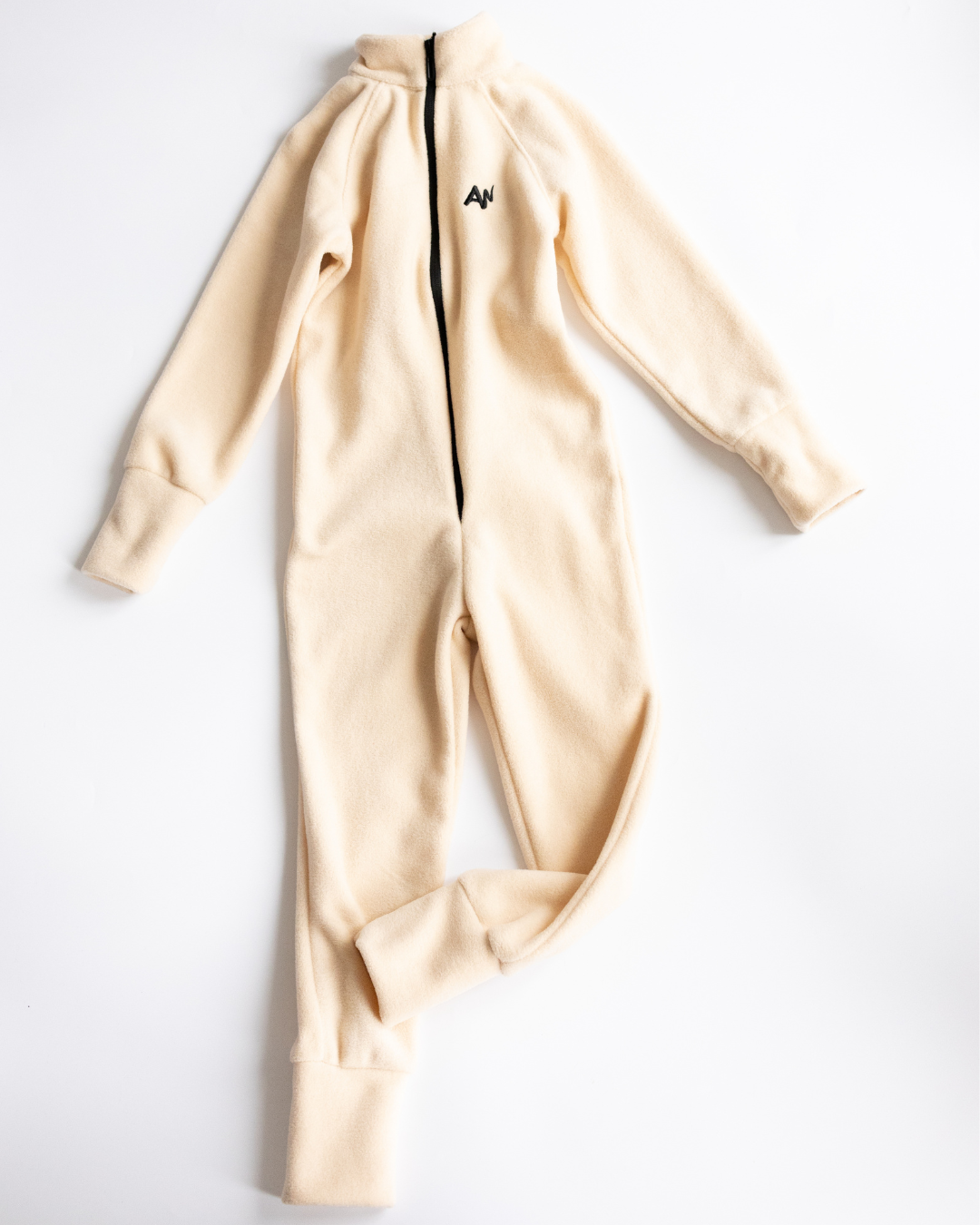 Beige fleece kids overall with AW logo and zipper – Alwair Kids