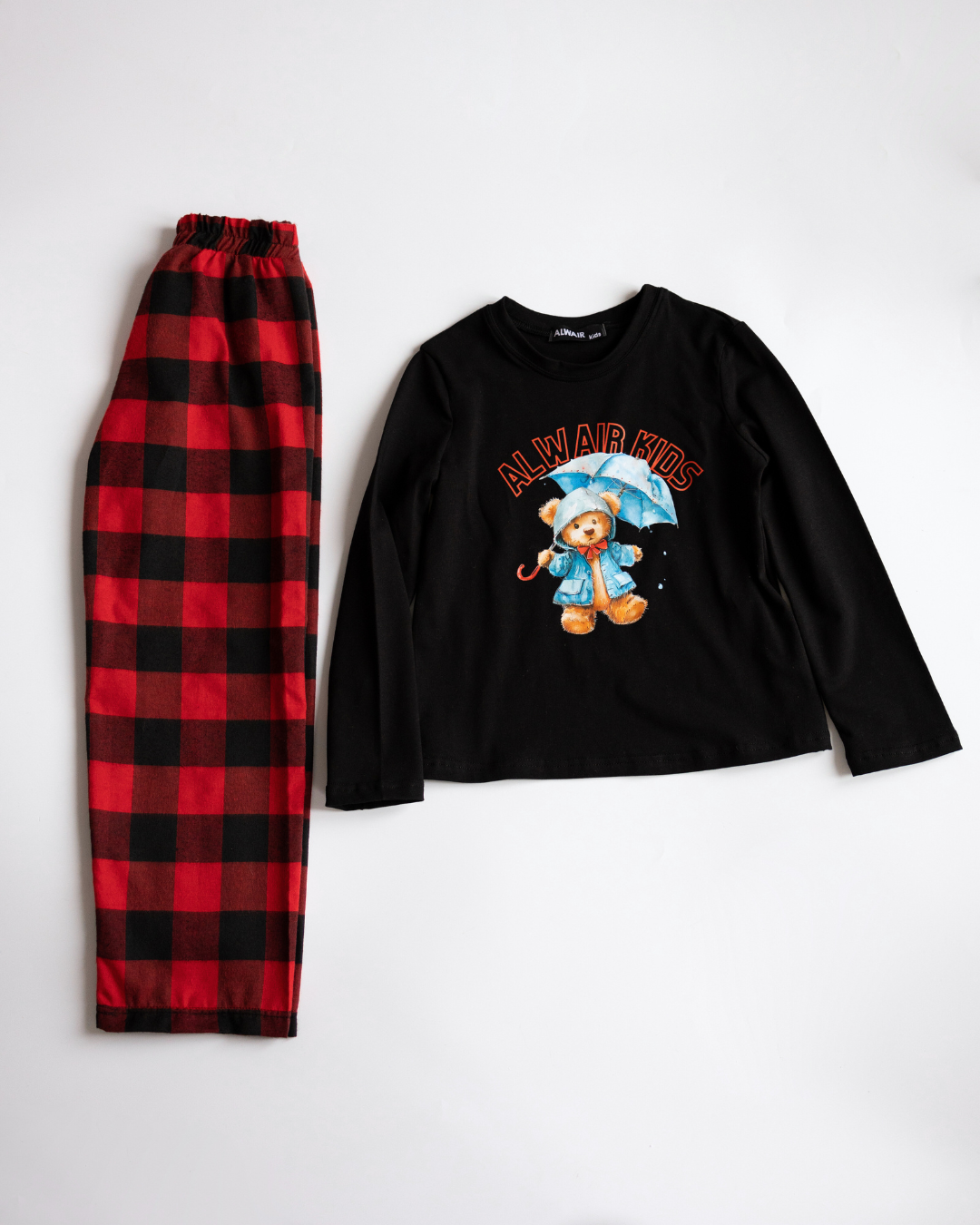 Unisex cotton pajama set for kids with bear umbrella print – Alwair Kids