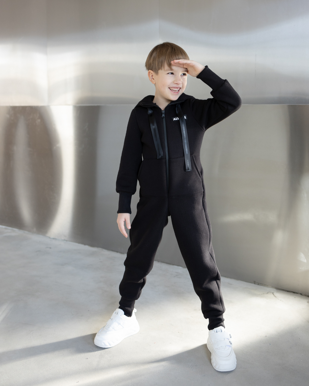 Jumpsuit Fleece for Kids Black Alwair Kids