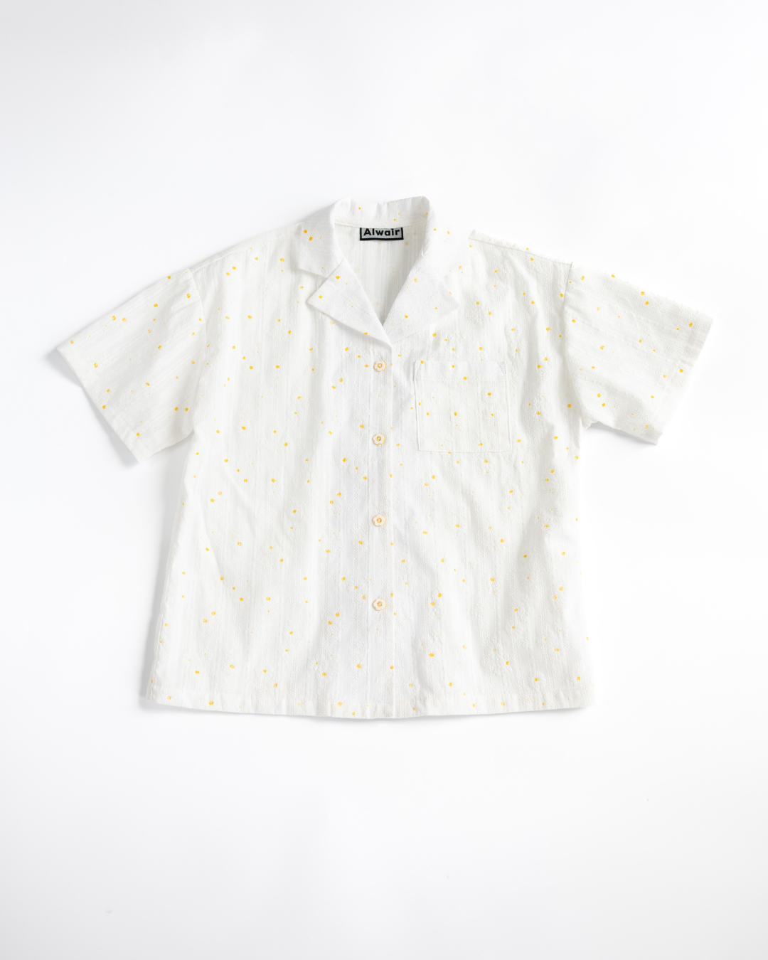 White batiste floral shirt with flower buttons for girls by Alwair Kids

