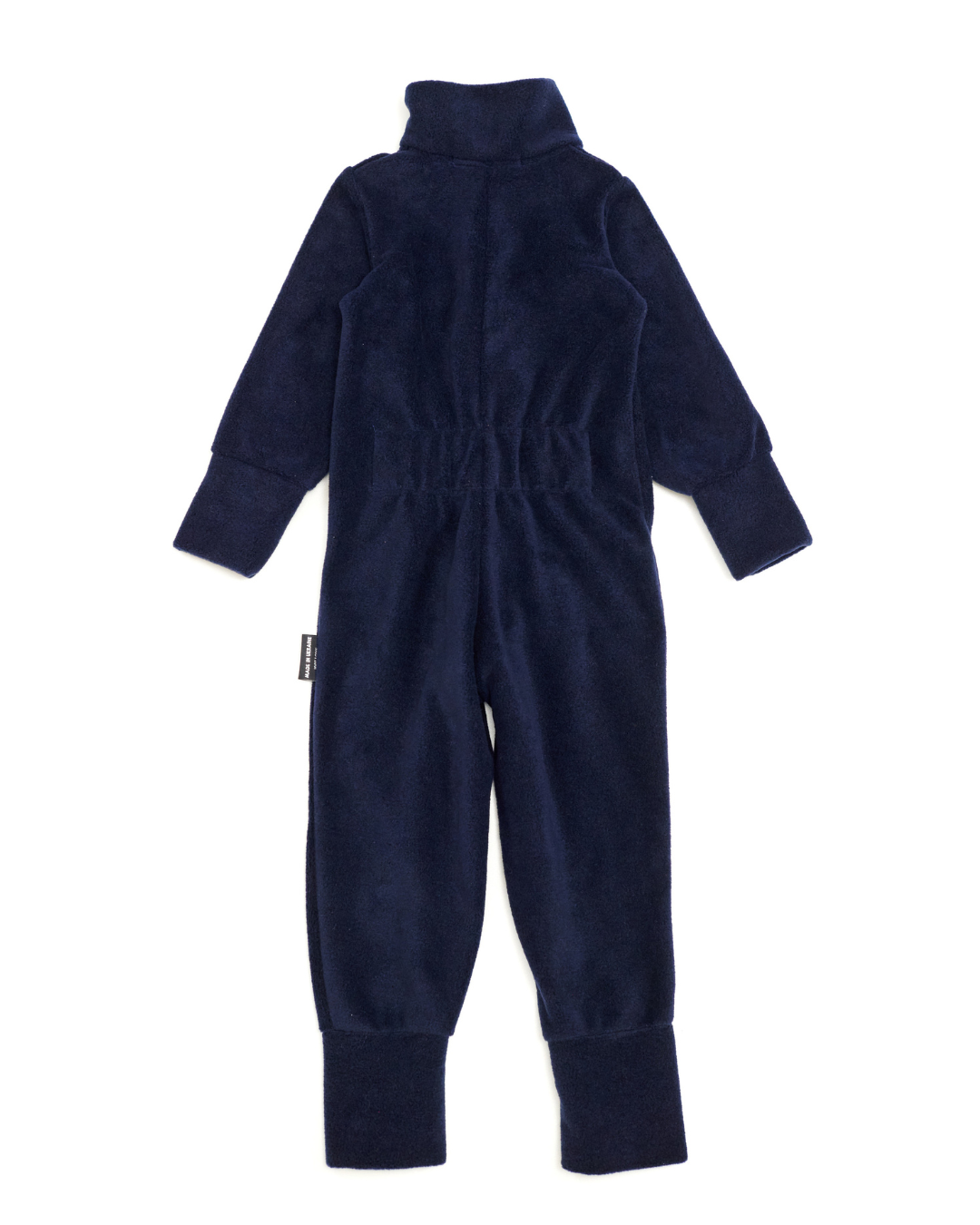 Dark navy fleece kids jumpsuit by Alwair Kids – back view flat lay