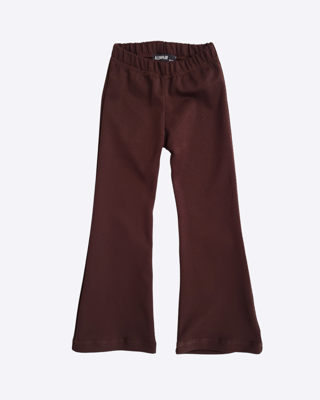 Brown ribbed flared knit leggings for girls by Alwair Kids