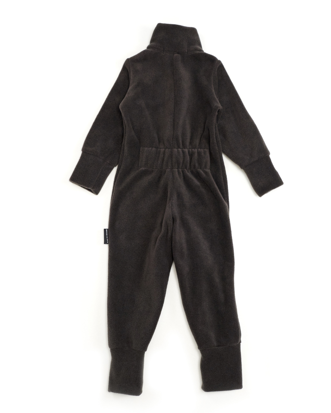 Charcoal fleece kids jumpsuit by Alwair Kids – flat lay back view