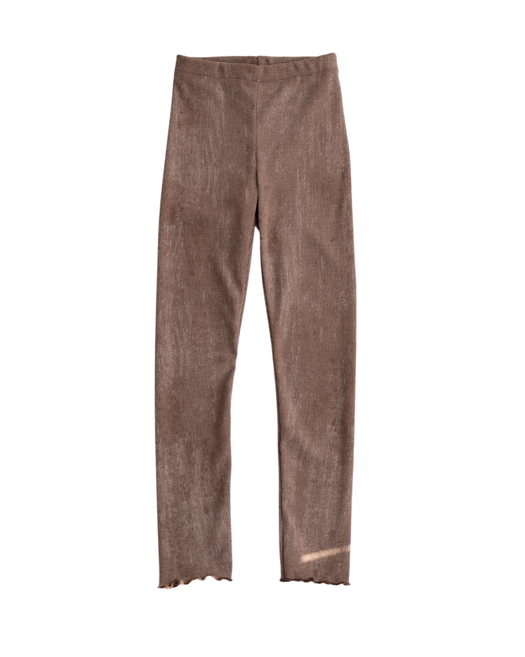 Brown ribbed cotton leggings with washed look for girls – Alwair Kids