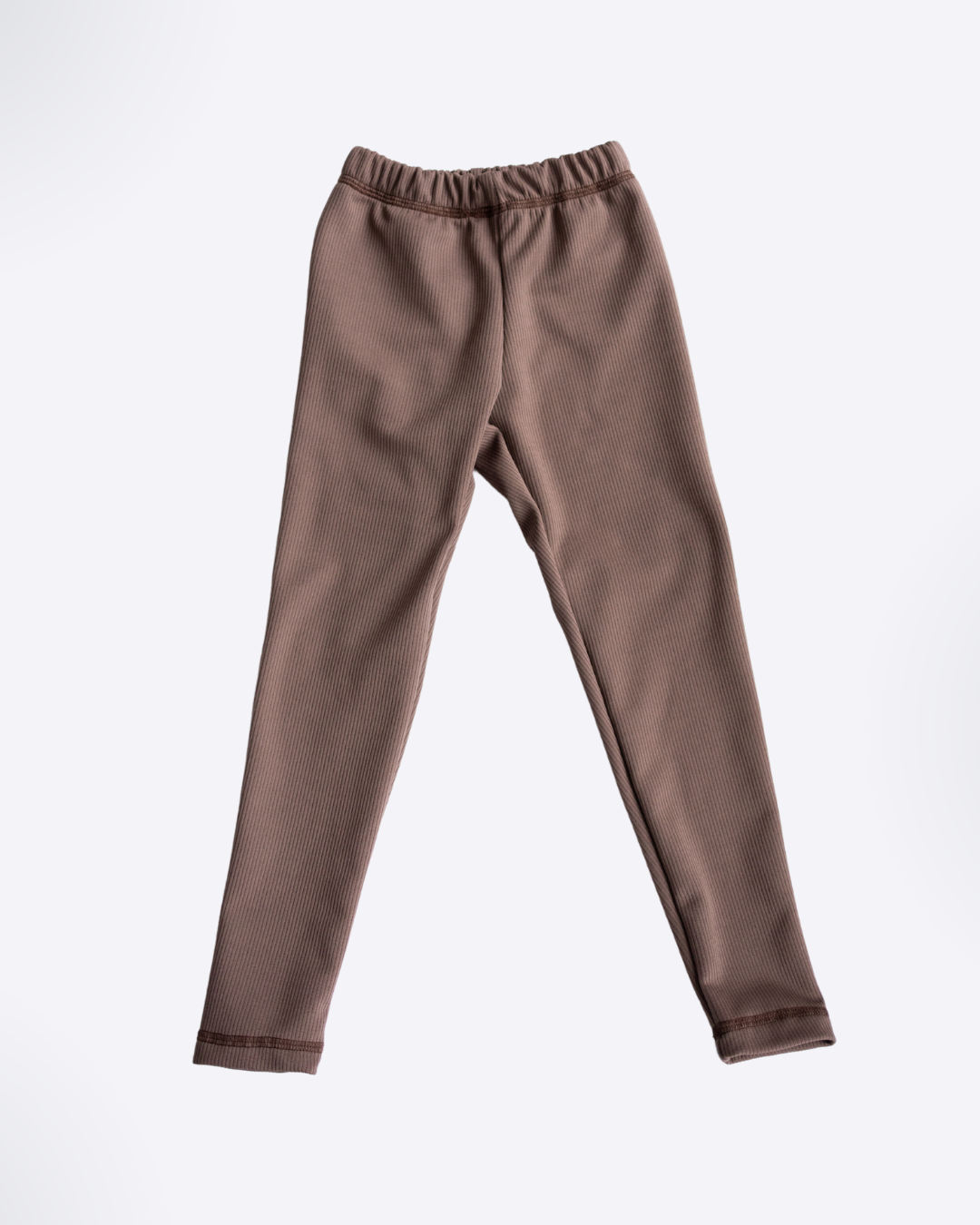 Beige ribbed knit leggings full-length front view for girls - Alwair Kids