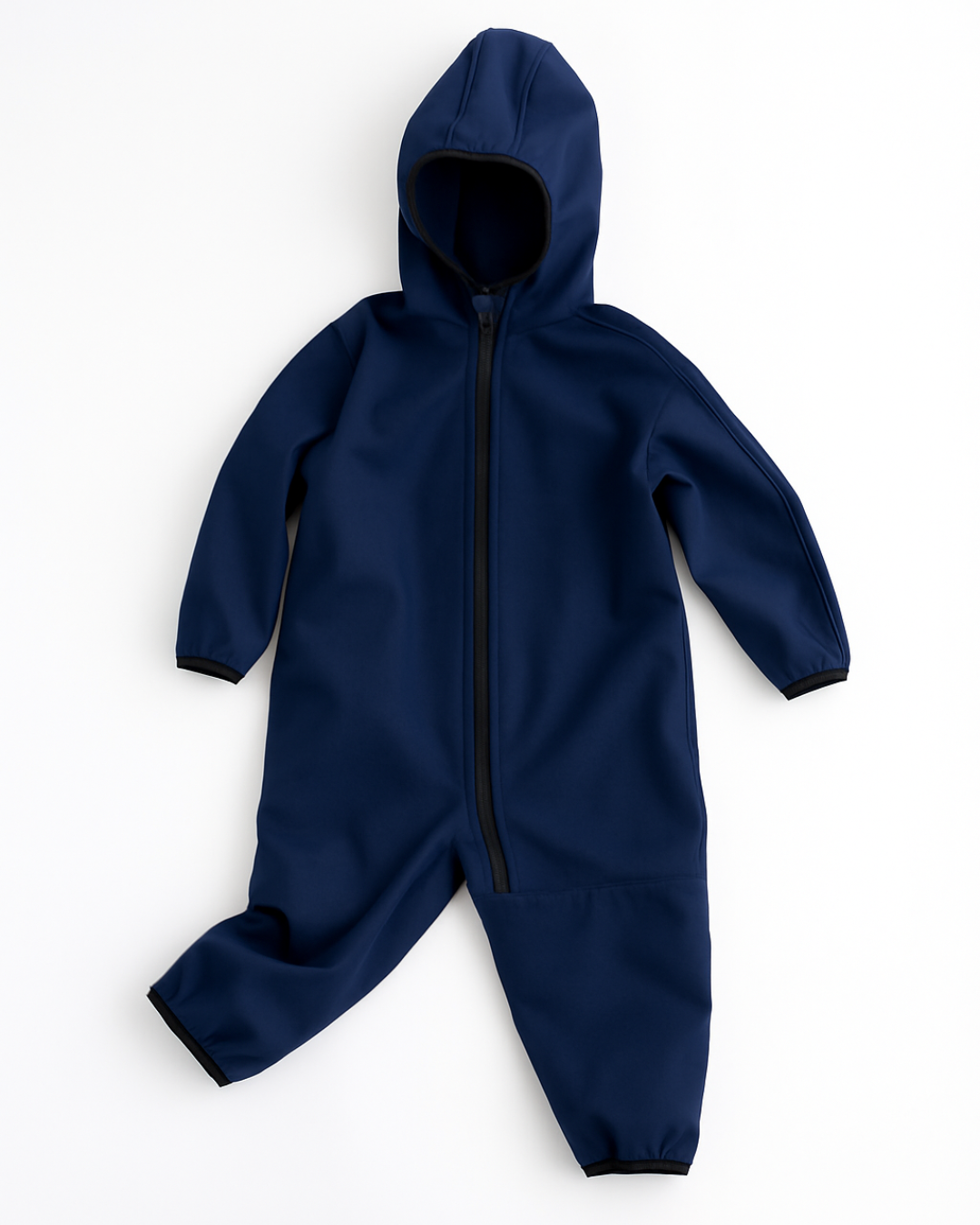Navy blue softshell overall for children with zipper