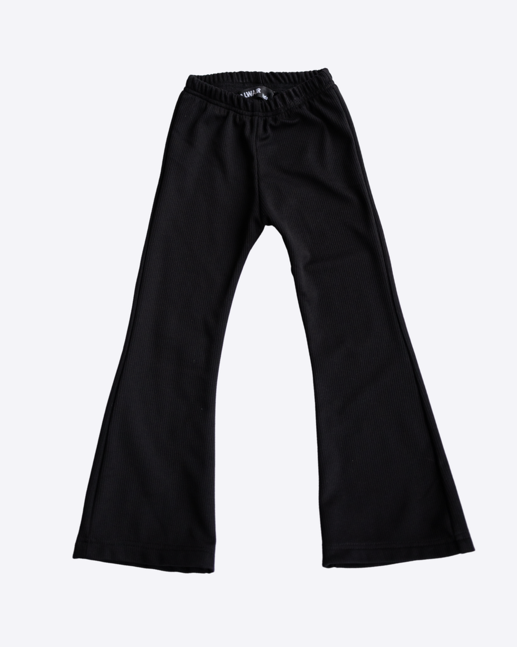 Black ribbed flared leggings for girls cotton knit by Alwair Kids