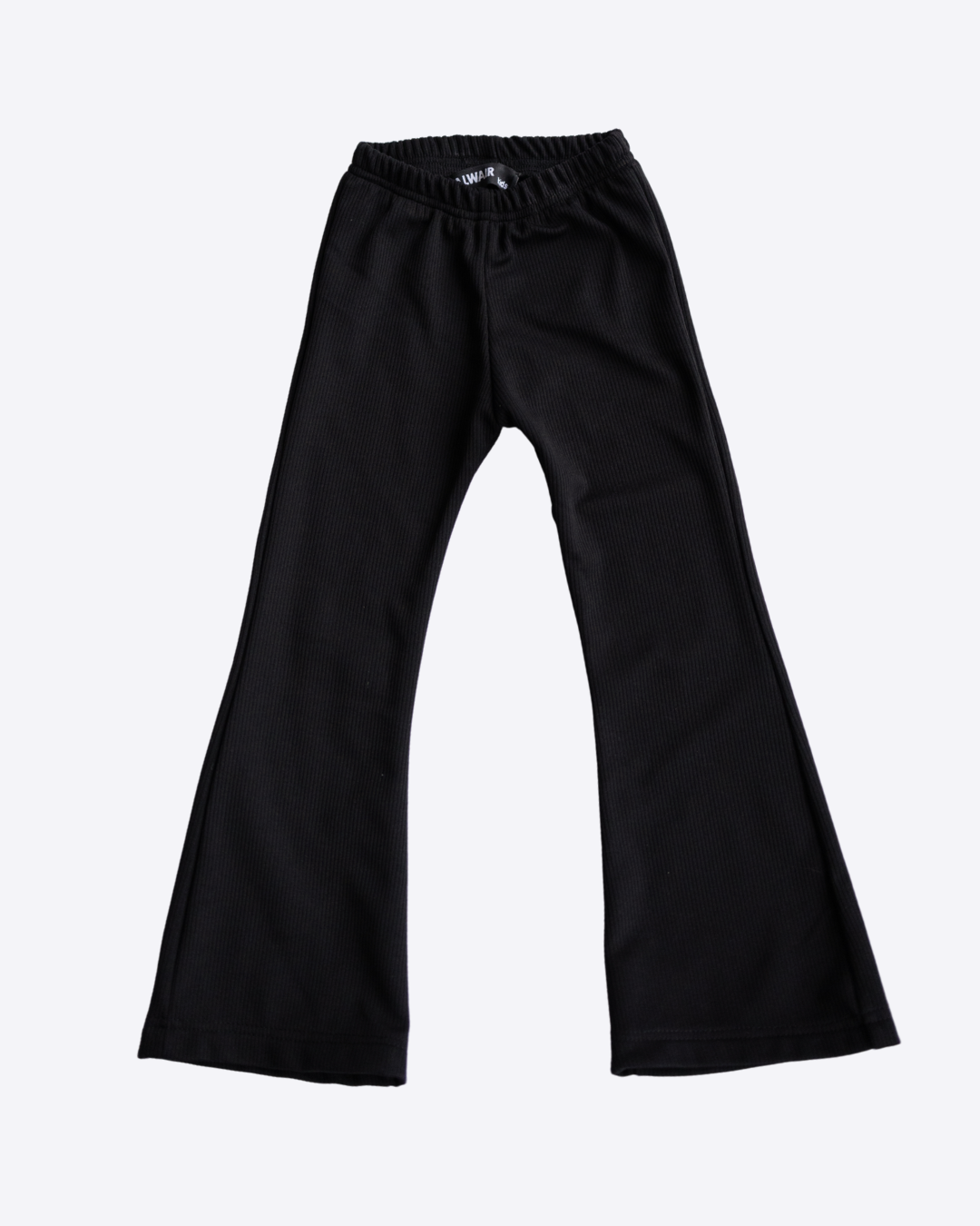 Black ribbed flared leggings for girls cotton knit by Alwair Kids