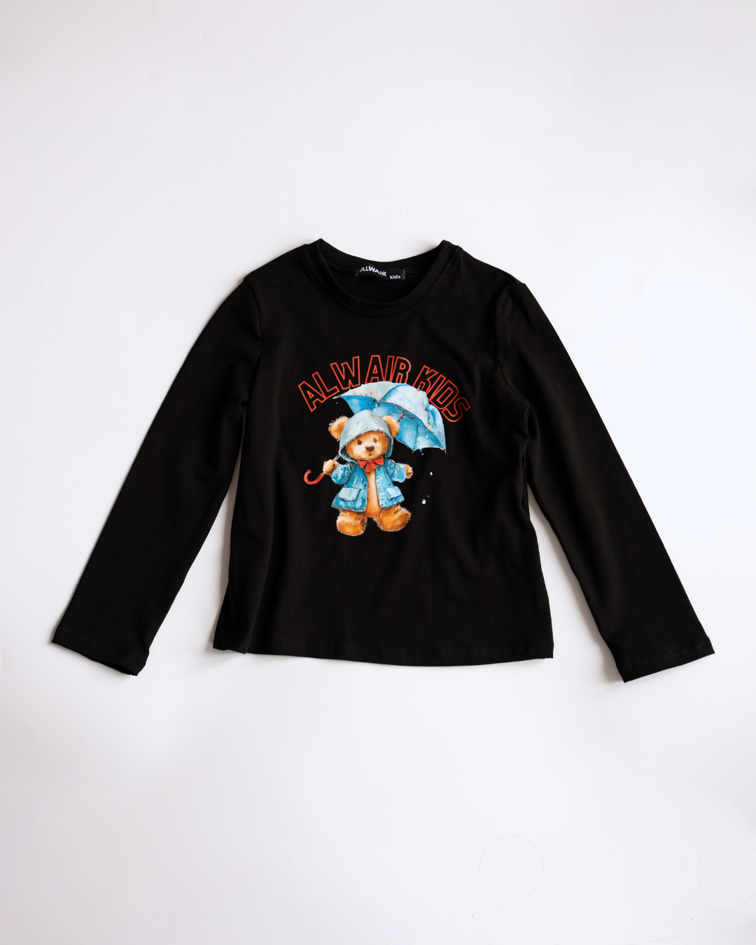 Black long sleeve top with umbrella bear print – Alwair Kids pajamas