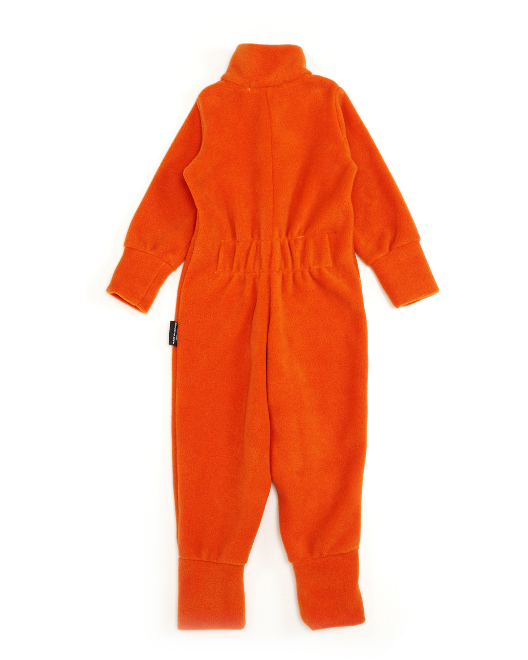 Orange fleece kids jumpsuit by Alwair Kids – back view