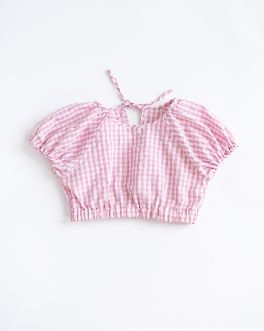 Front view of cropped gingham top from Blossom set Alwair Kids