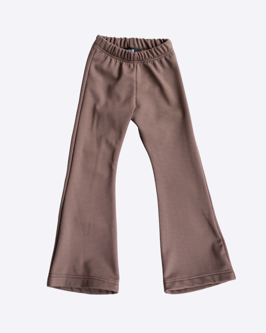 Beige ribbed flared leggings for girls by Alwair Kids soft cotton