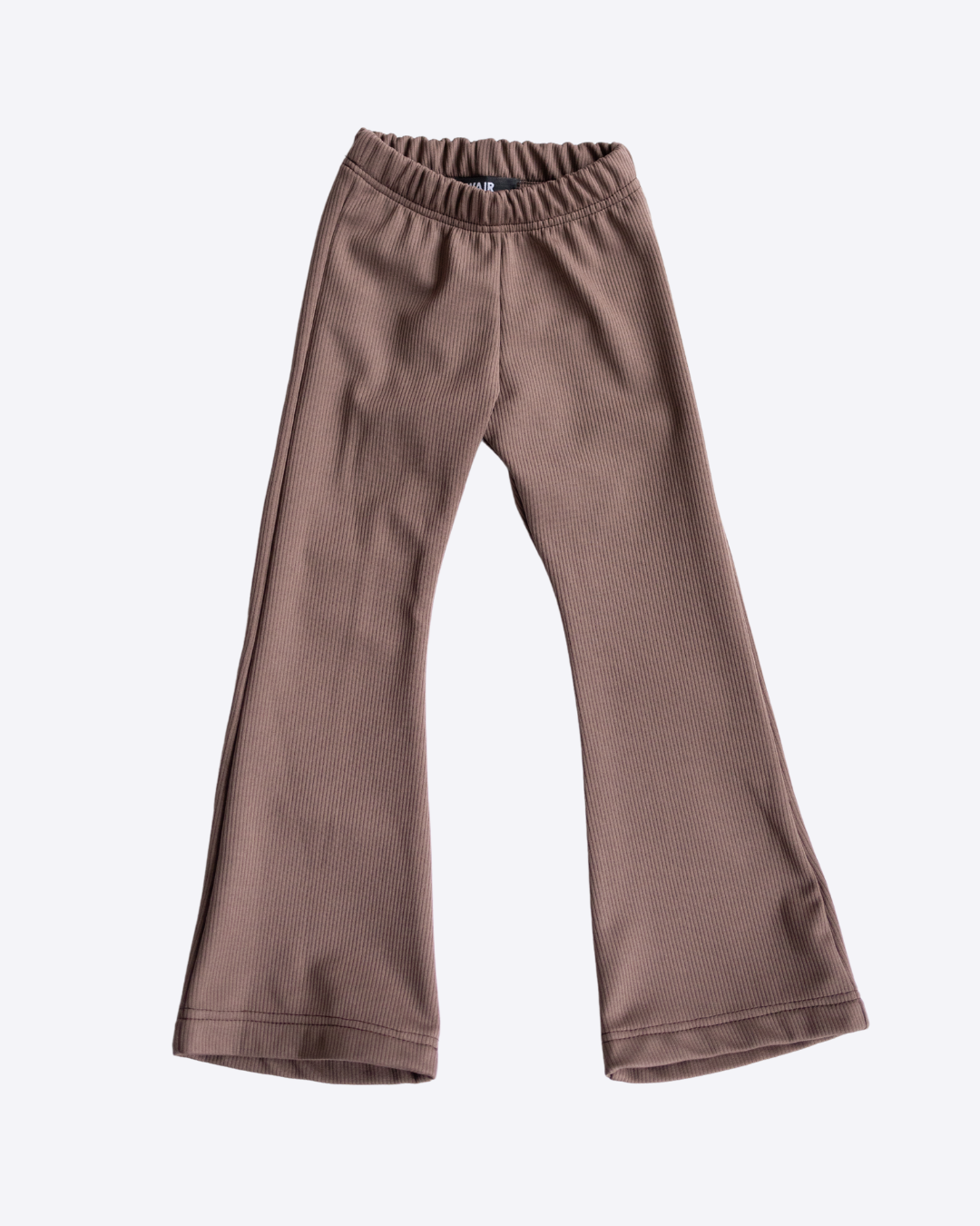 Beige ribbed flared leggings for girls by Alwair Kids soft cotton