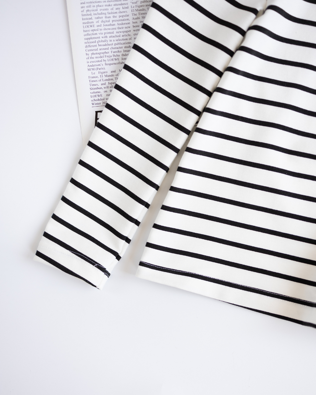Sleeve and hem detail of striped cotton long sleeve Alwair Kids