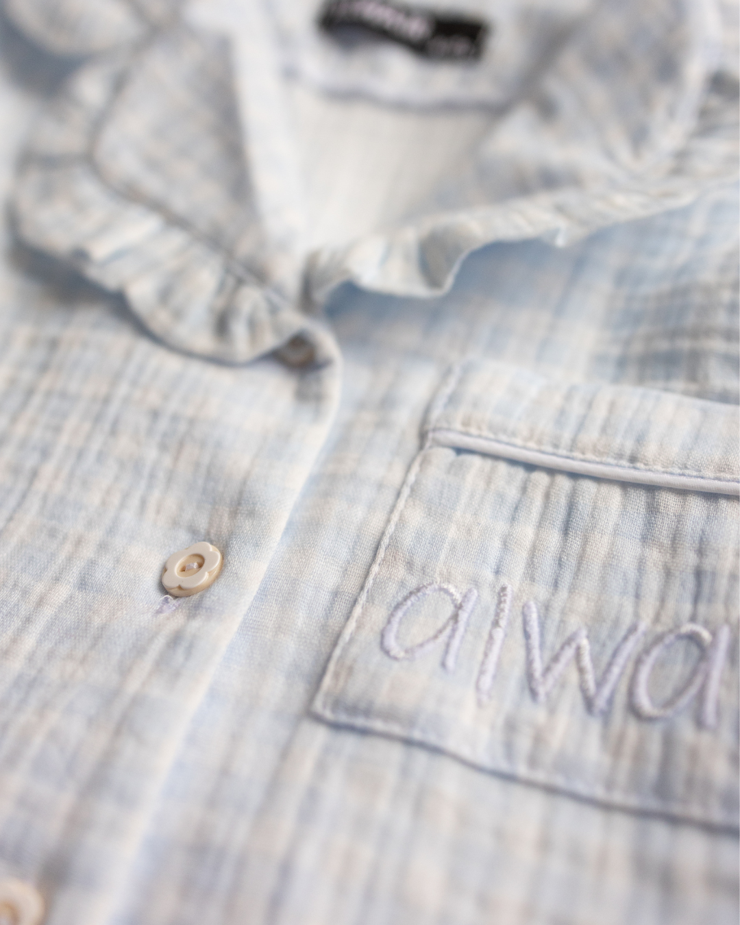 Ruffle detail and buttons on girls’ cotton pajama shirt – Alwair Kids