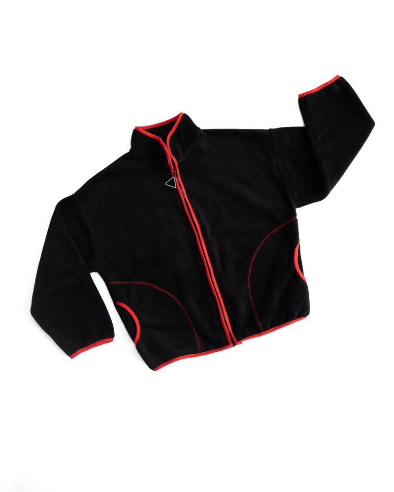 Jacket Fleece Comfort Black with Red or Green Trim Alwair Kids