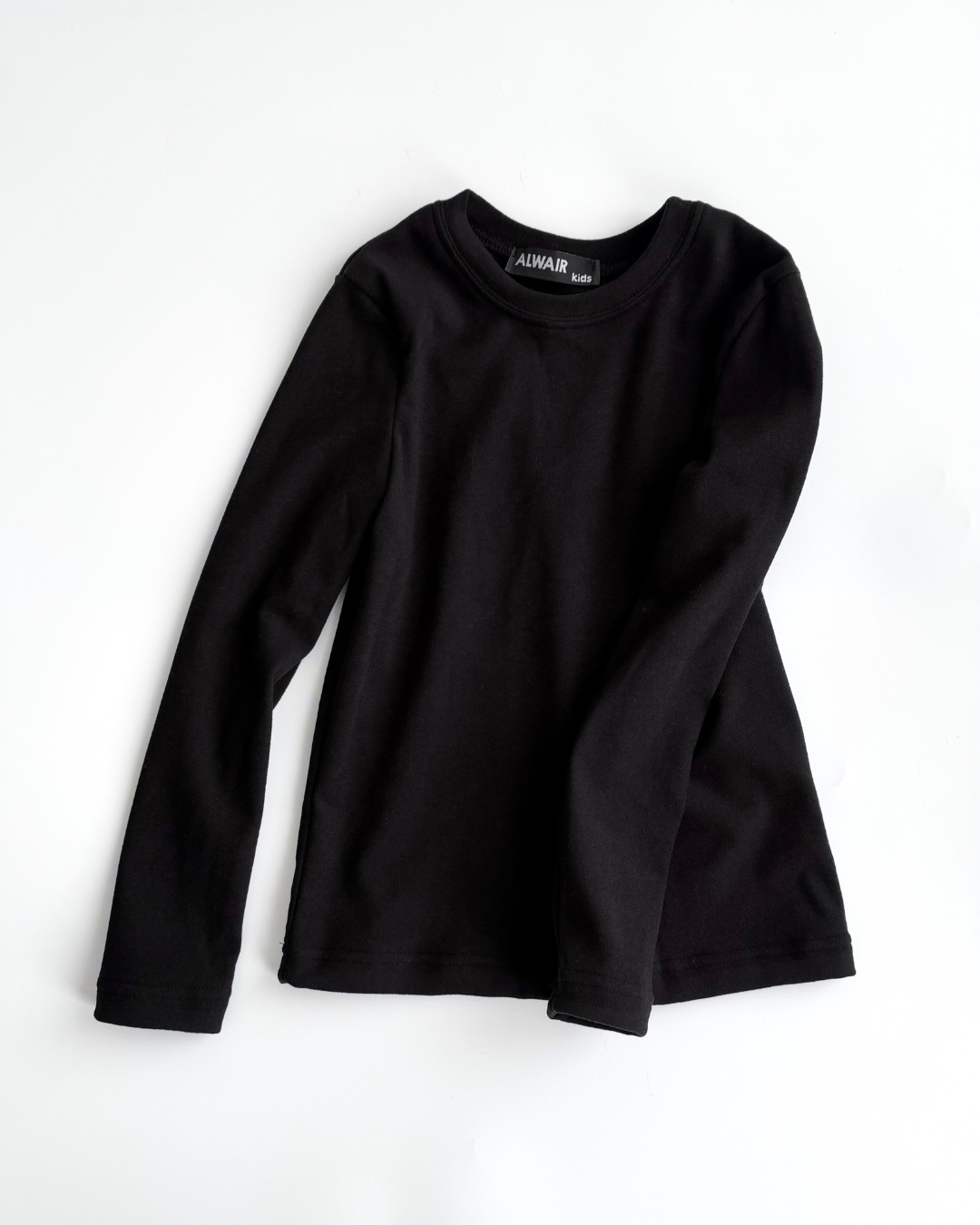 Black thermal long sleeve top for kids by Alwair Kids