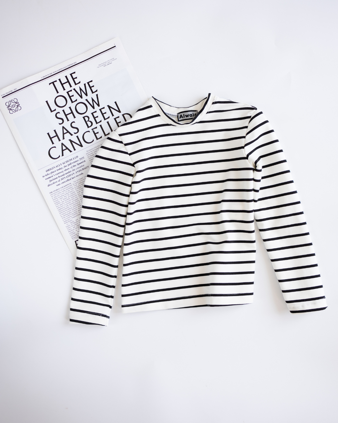 Striped cotton long sleeve for girls by Alwair Kids front view flat lay