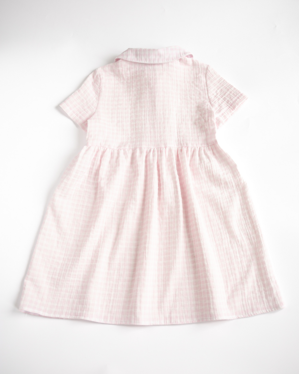Back view of pink muslin summer dress for girls by Alwair Kids
