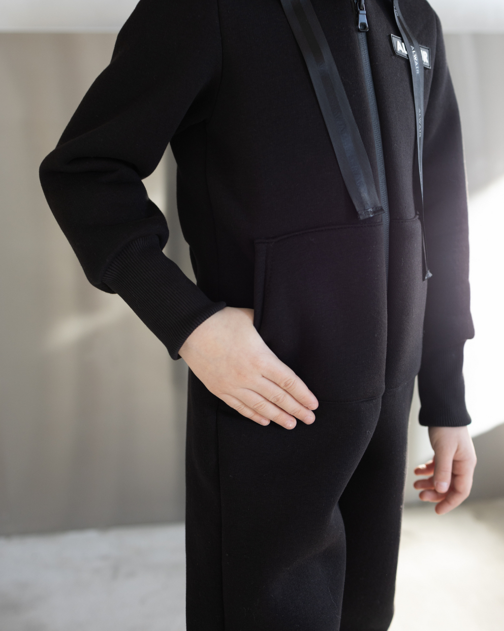 Jumpsuit Fleece for Kids Black Alwair Kids