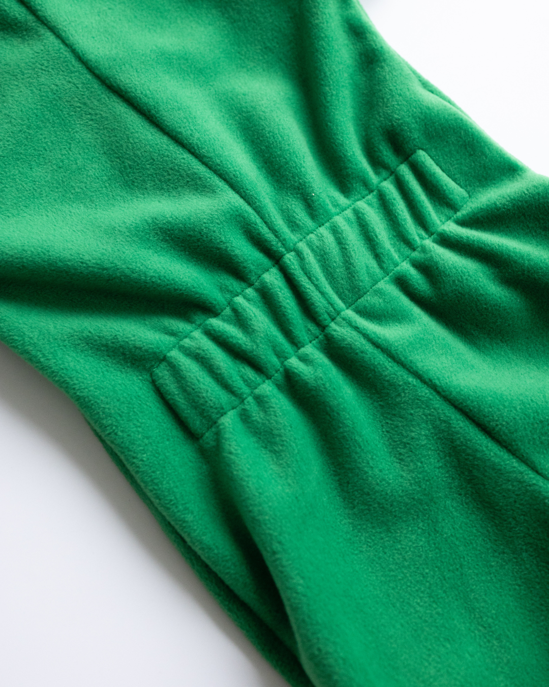 Back elastic detail for better fit on fleece toddler jumpsuit