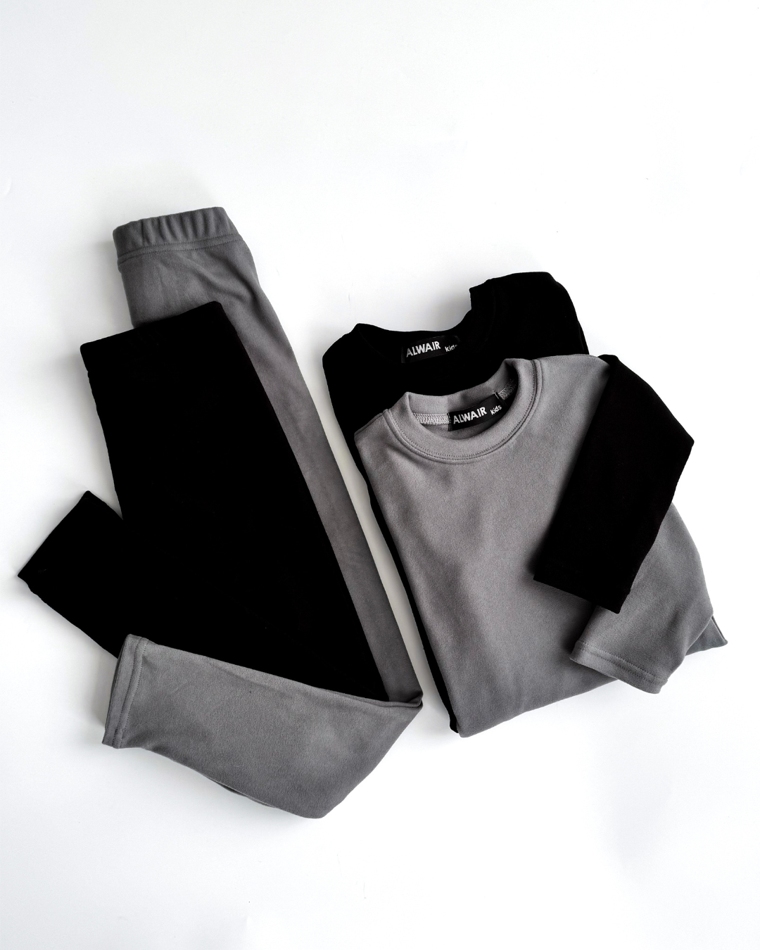 Black and grey thermal underwear sets Alwair Kids full collection