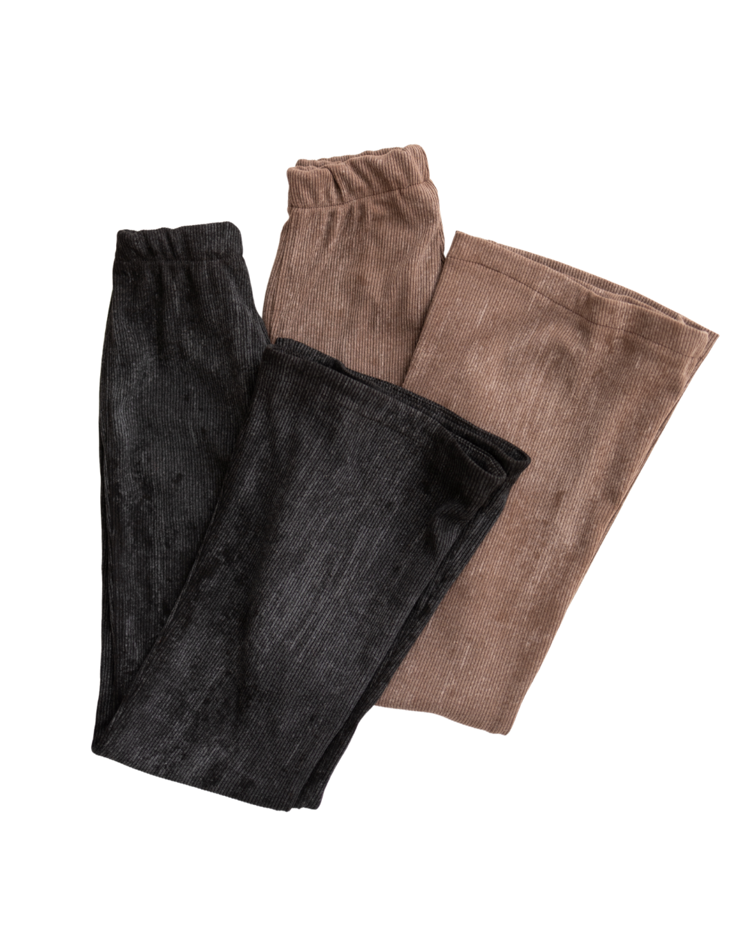 Folded ribbed cotton leggings in black and brown by Alwair Kids