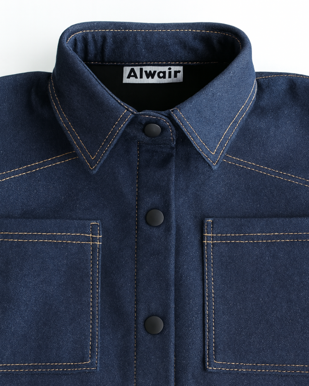 Close up collar and chest pockets kids denim shirt fleece lined Alwair Kids