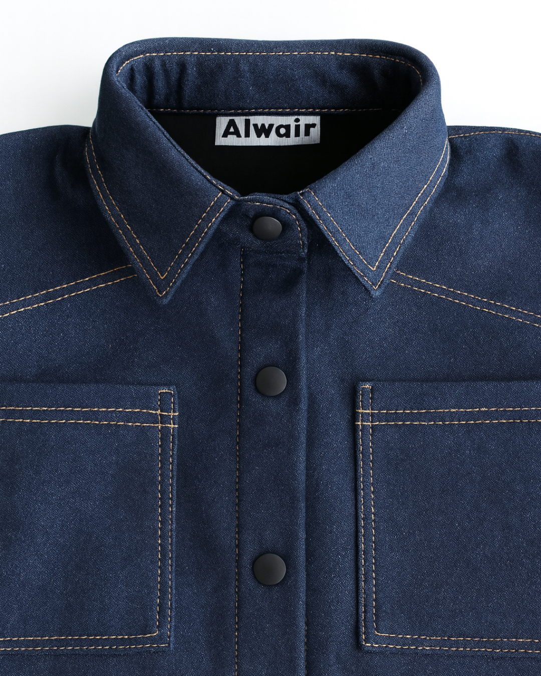 Close up collar and chest pockets kids denim shirt fleece lined Alwair Kids