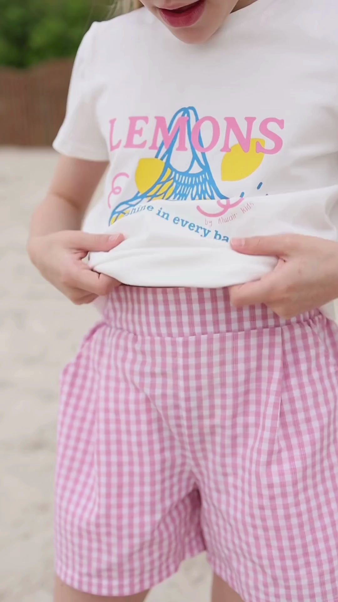 Kids' T-shirts with summer fruit and vegetable print from the Tiny Farmers capsule by Alwair Kids – colorful and playful design for sunny adventures.