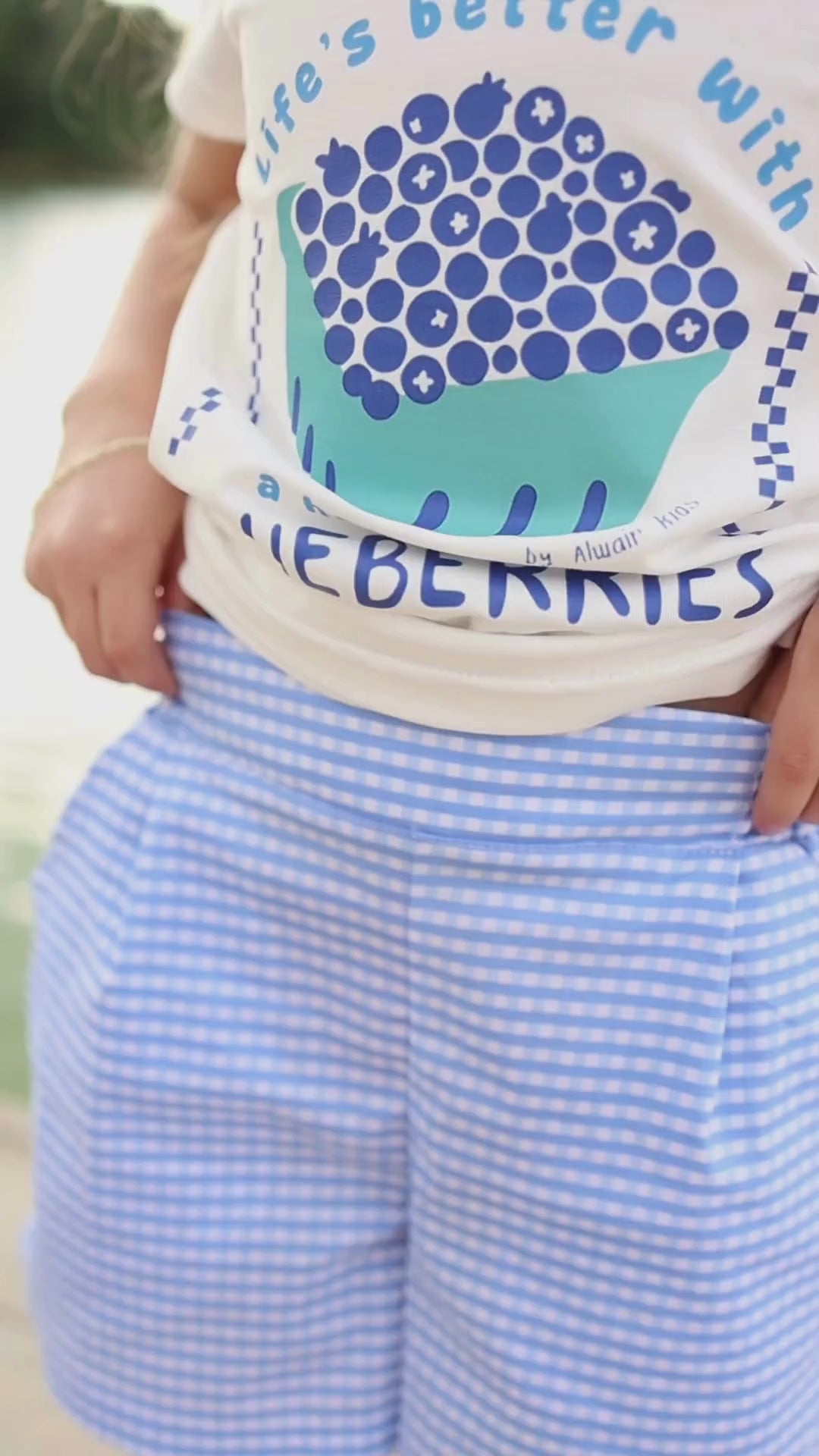 Summer plaid shorts for kids from the Tiny Farmers capsule by Alwair Kids – lightweight, comfortable design perfect for warm days.